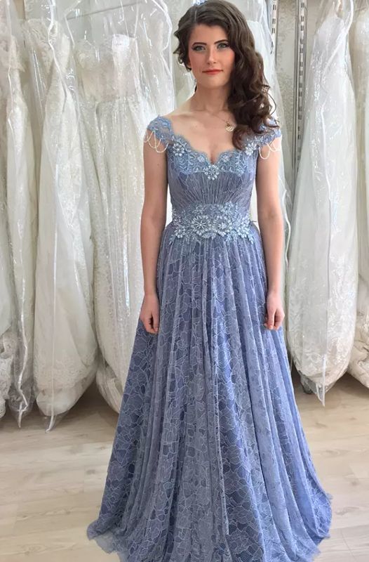 A Line Lace Long Prom Dress, Charming Prom Dress   cg15460