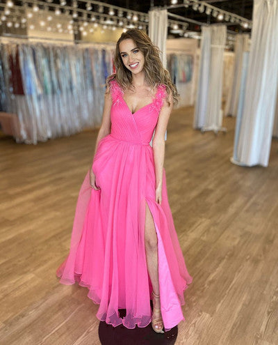 Sexy V-Neck A-Line Prom Dresses    cg15515