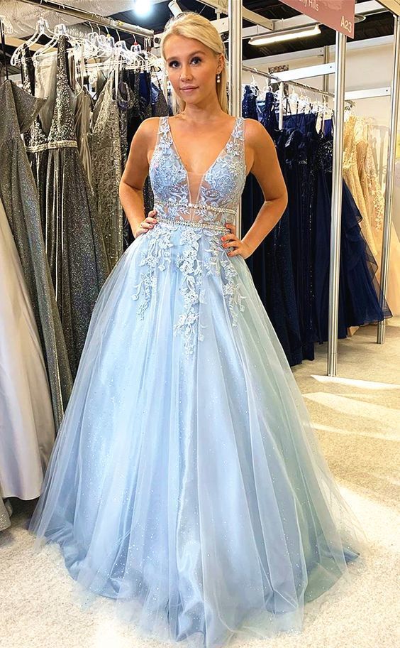 modest blue prom dresses, ball gown prom dresses   cg15540