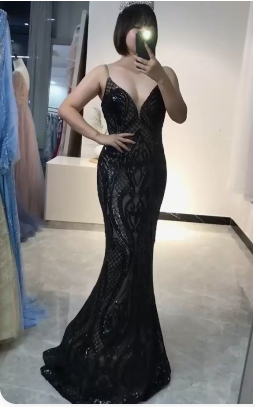 Black Mermaid Long Prom Dress , Charming Prom Dress    cg15577