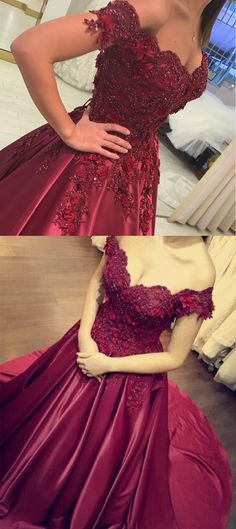Princess Prom Dresses burgundy lace flower    cg15617