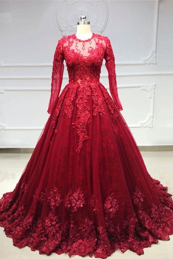 Burgundy lace prom dresses   cg15642