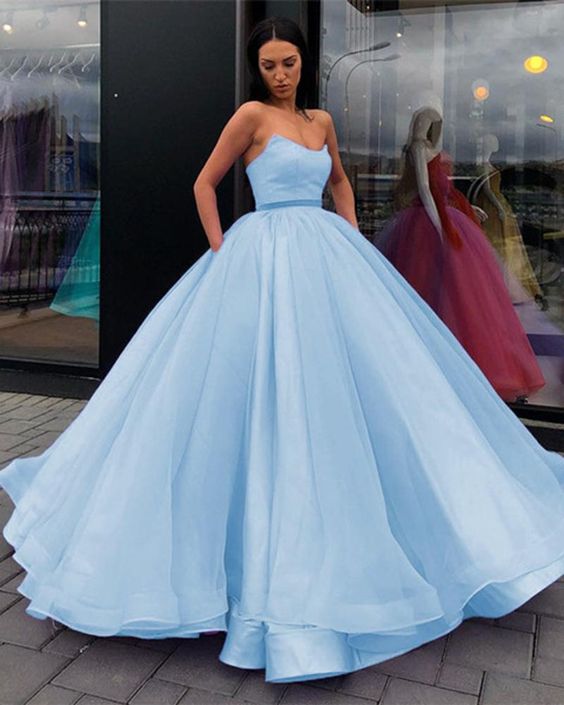Sky blue ball gown prom dress quinceanera dress   cg15658