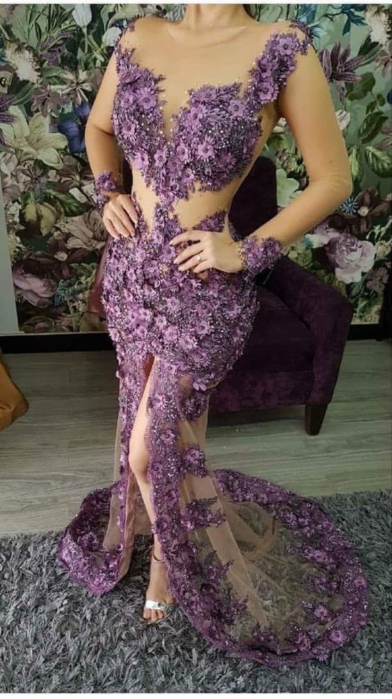 Purple Mermaid Long Prom Dress, Charming Prom Dress    cg15696