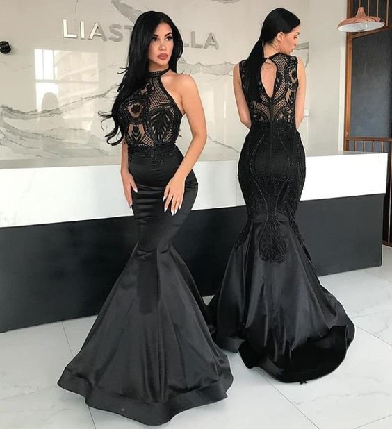 black Long Prom Dress Formal Evening Dresses    cg15718