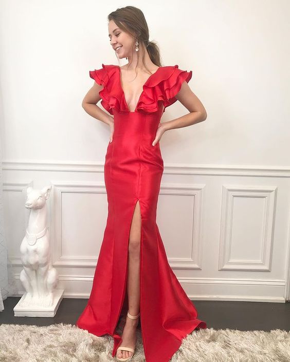 prom dresses long red evening gown    cg15738