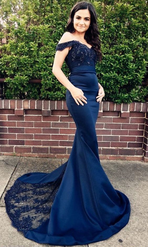 Off The Shoulder Appliques Mermaid Prom Dresss   cg15951