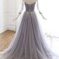 UNIQUE TULLE SEQUIN LONG PROM DRESS, TULLE EVENING DRESS cg1606