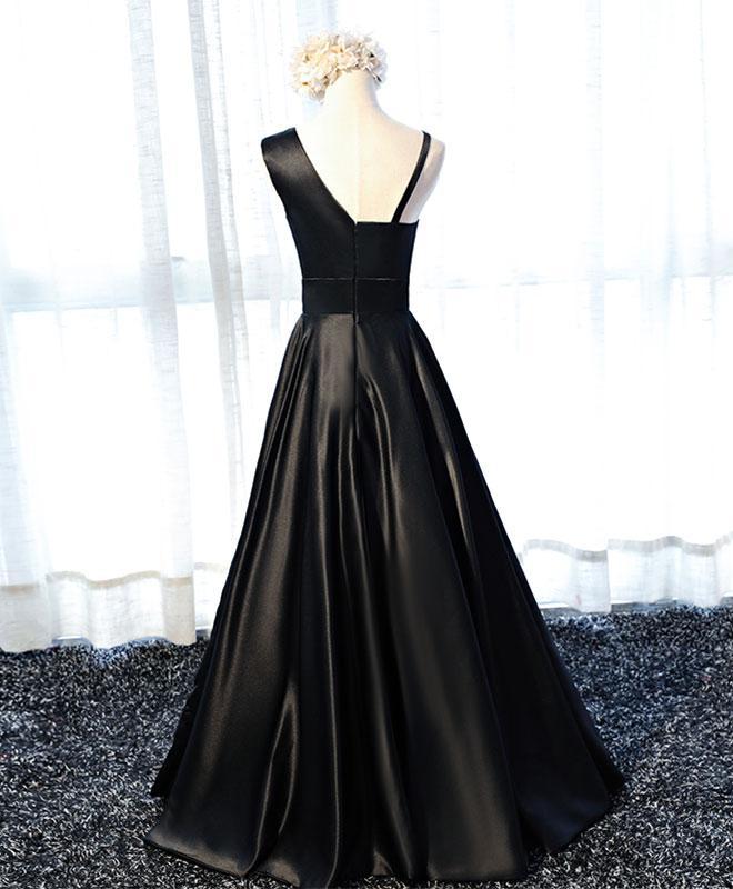 Charming One Shoulder Satin Long Prom Dress, Simple A-Line Party Dress   cg16144