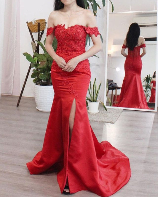Elegant Red Mermaid Bridesmaid Dresses prom dress    cg16418