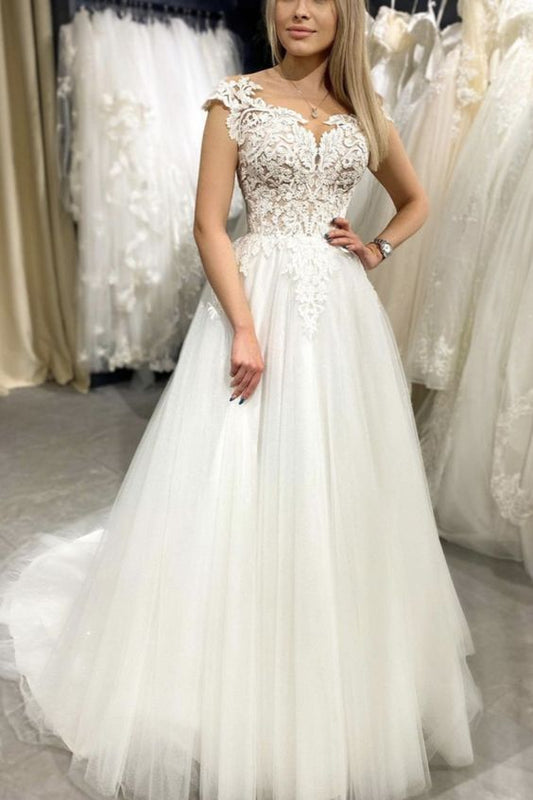 Elegant Tulle Wedding Dresses Appliques prom dresses   cg16664