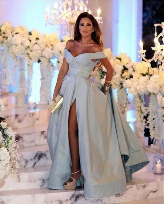 light blue taffeta evening gown Prom Evening Gown  cg16726