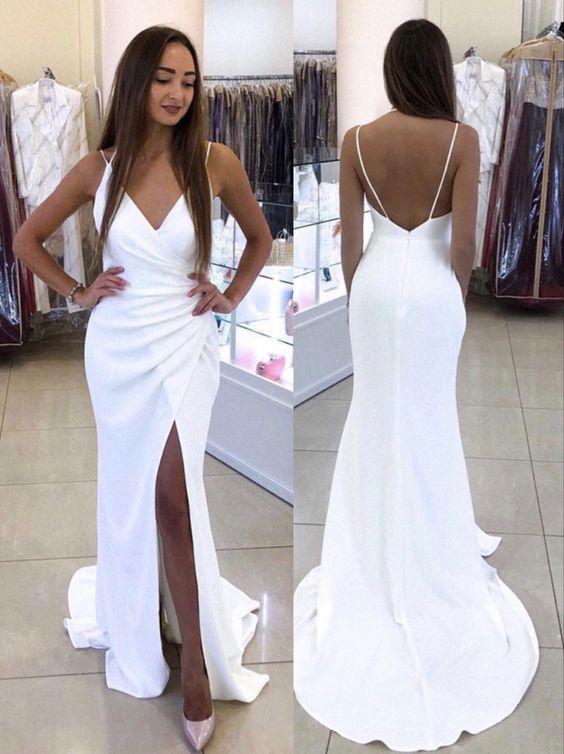 Stunning White Prom Sheath Dresses   cg16728