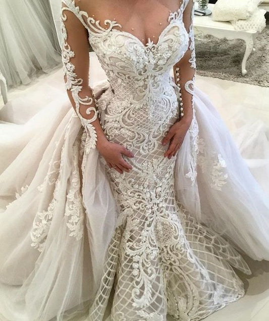 long sleeve wedding dresses Custom Long Prom Dress, Party Prom Dress   cg16773