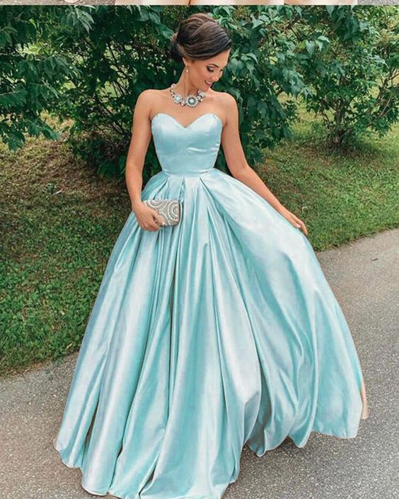 Shiny Satin Sweetheart Long Prom Dress   cg17022