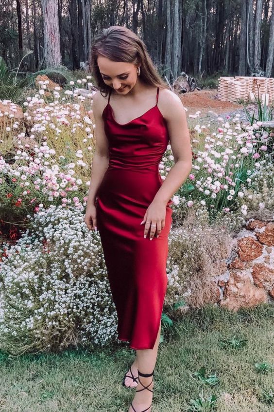 grogeous red sik slip dress Prom Dress    cg17194