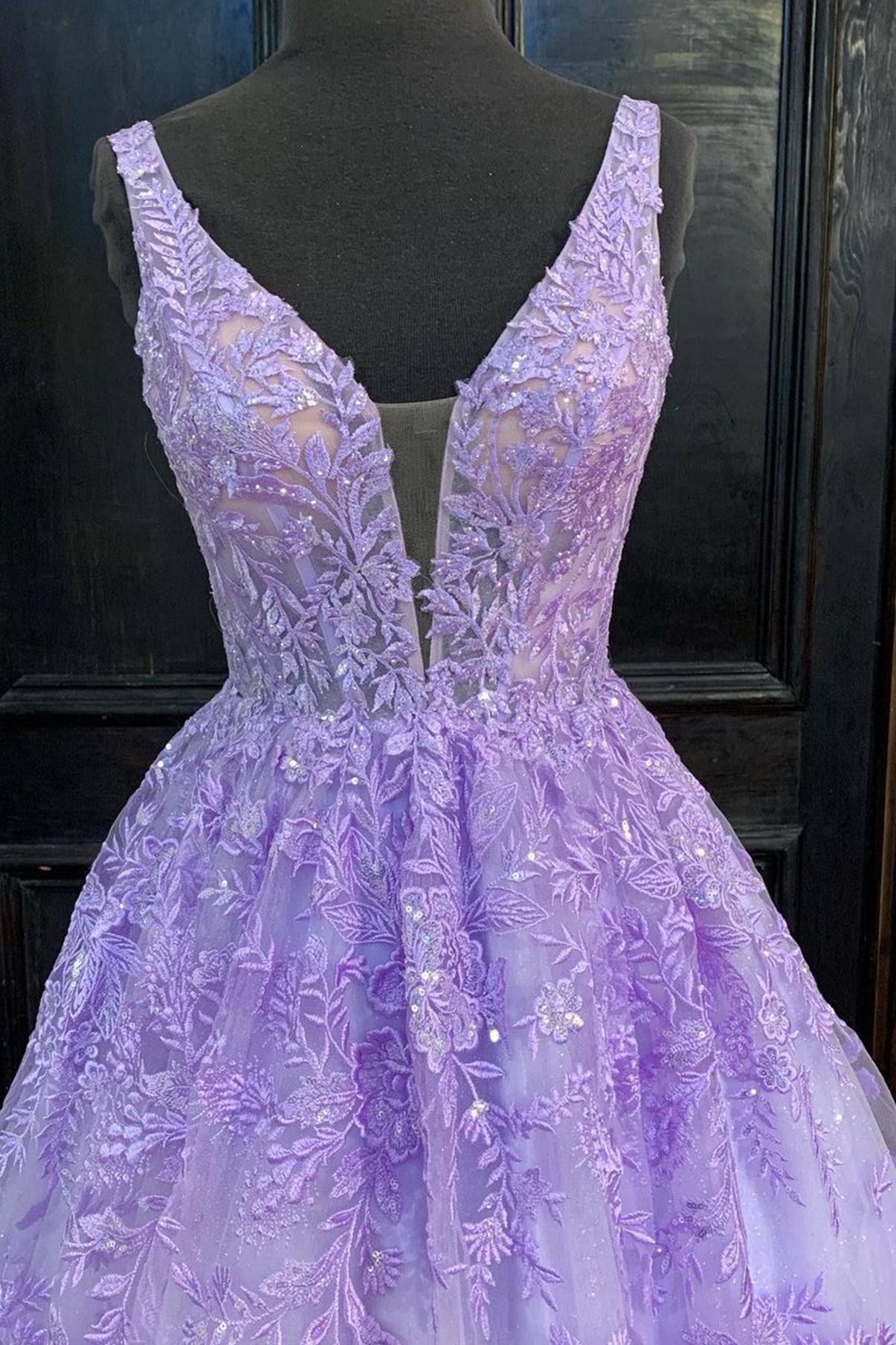 PURPLE LACE LONG A LINE PROM DRESS EVENING DRESS    cg17446