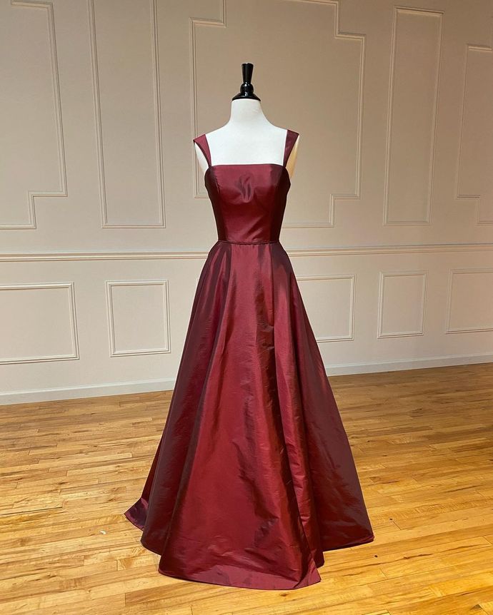 Burgundy A-line Long Prom Dress   cg17851