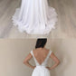 White chiffon lace long prom dress, white evening dress cg1790