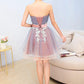 Cute Blue And Pink Knee Length Homecoming Dress With Belt, Lovely Party Dresses cg1793