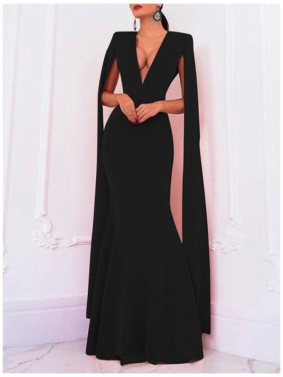 A-Line Floor-Length black Prom Dress    cg18009