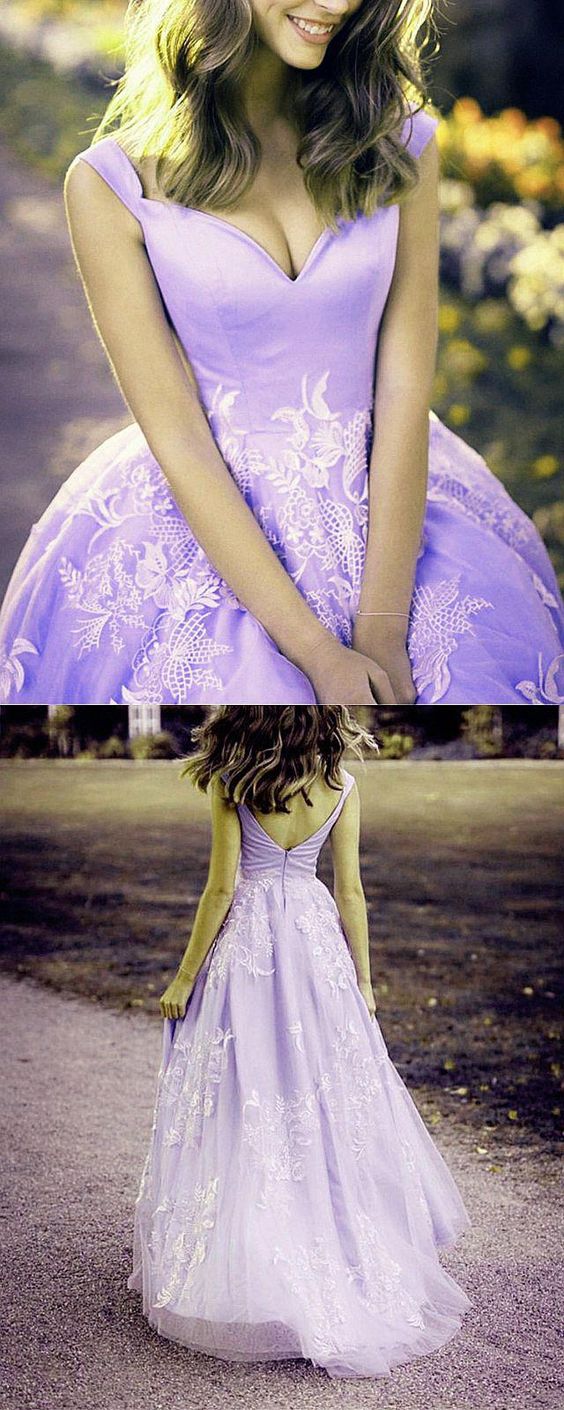 Elegant Lilac Princess Ball Gown Prom Dresses Off The Shoulder   cg18378