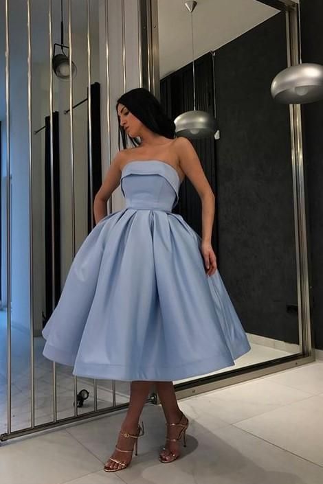 Strapless Blue Short Ball Gown homecoming Wear Dresses cg1862