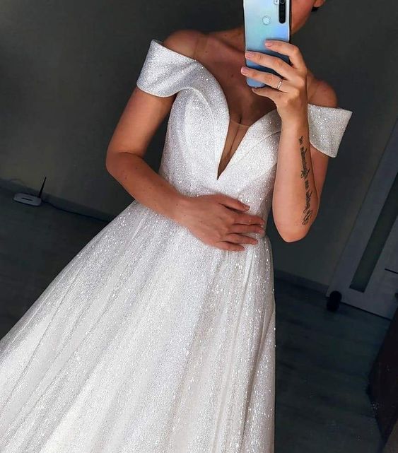Charming Bridal Gowns, Sparkly Wedding Dress Prom Dress    cg18644