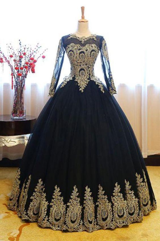 Hot Sale Beautiful Prom Dress Black, Prom Dress, Ball Gown Prom Dress, Party Dress Long, Prom Dress With Appliques   cg18746
