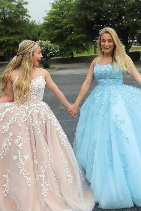 Ball gown long prom dresses, light champagne graduation party gowns, blue prom dress    cg18792