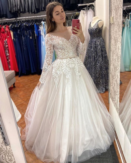 Long Sleeve Wedding Dresses,Wedding Dress,Custom Made Wedding prom Gown    cg18827