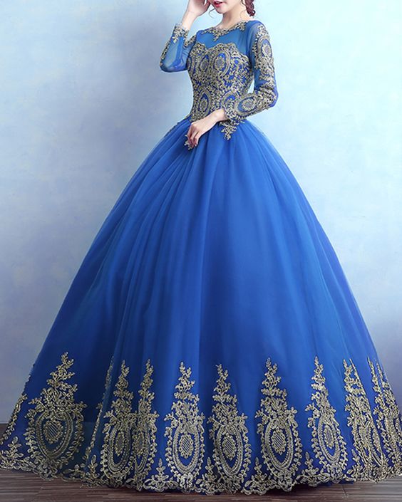 royal blue long ball gown prom dress   cg18878