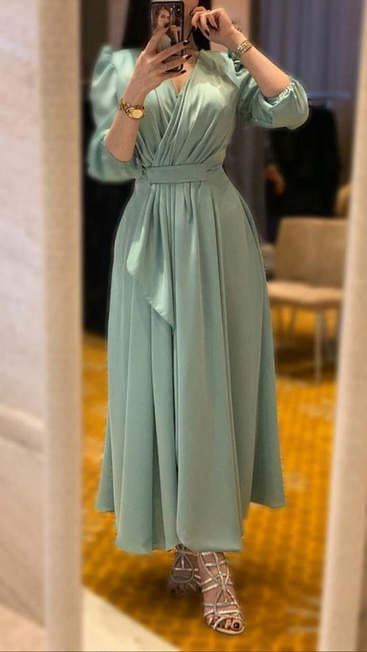 V-Neck Long Sleeves Prom Dresses    cg18919