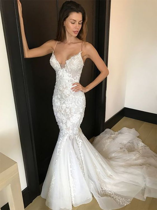 Straps Mermaid Prom Dress, Sexy Prom Dress    cg19023