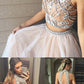 Two Piece Prom Dresses,A line Prom Dresses,Tulle Prom Dress with Beads cg1917