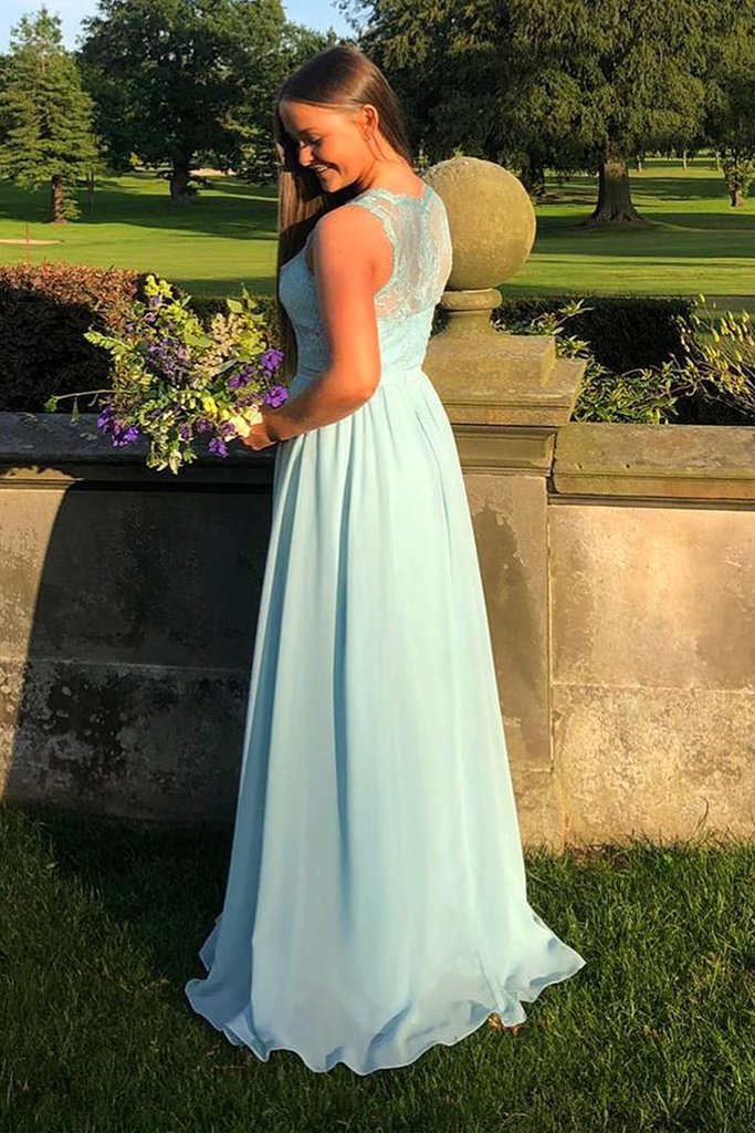 Round Neck Mint Green Lace Long Prom Dresses, Long Green Lace Formal Dresses, Green Evening Dresses   cg19189