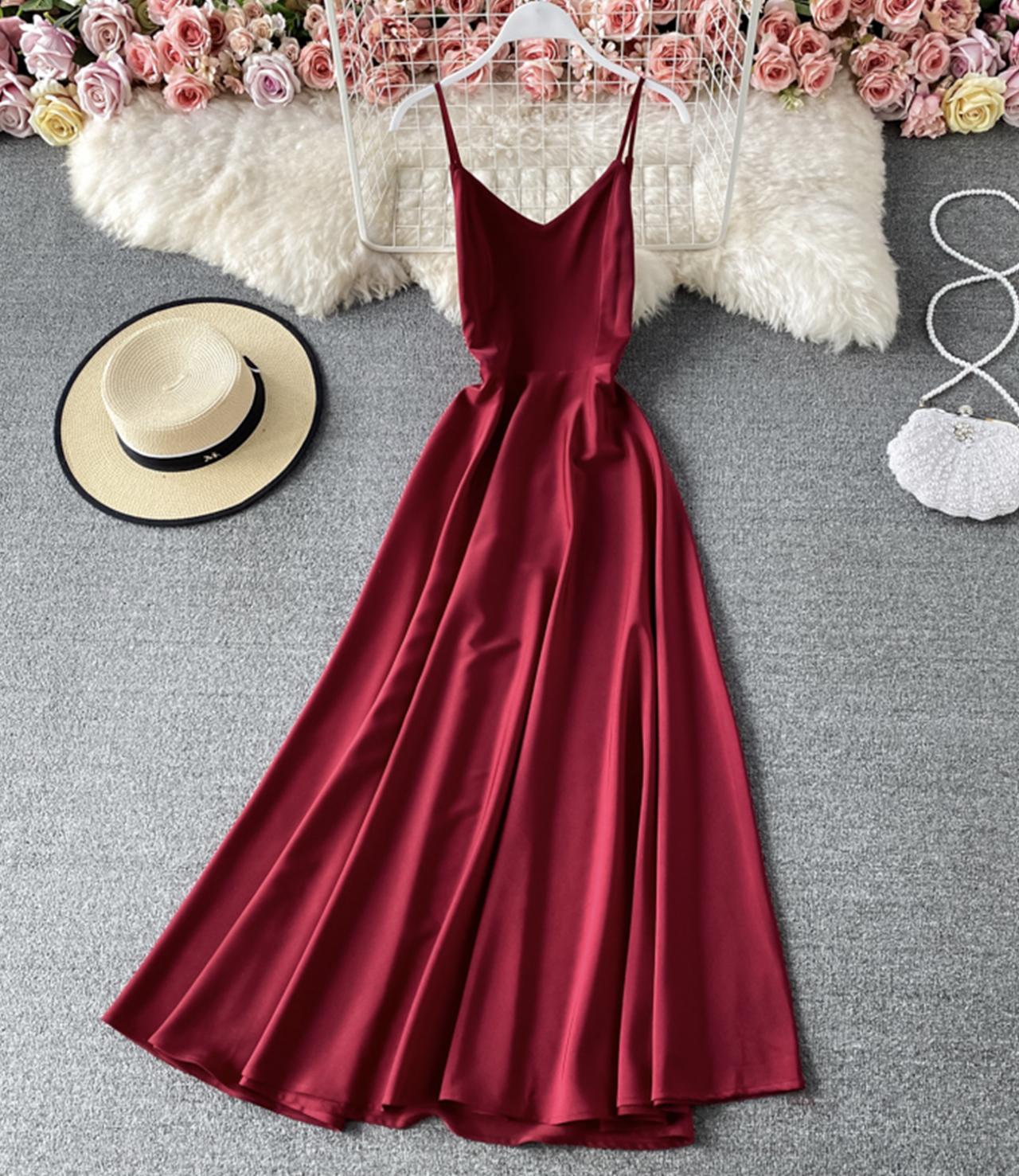 Simple A line v neck dress fashion prom dress    cg19191