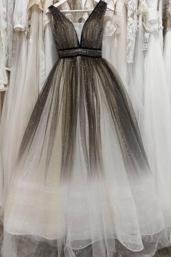 Ombre Brown Tulle Long prom dress Ball Gown   cg19215