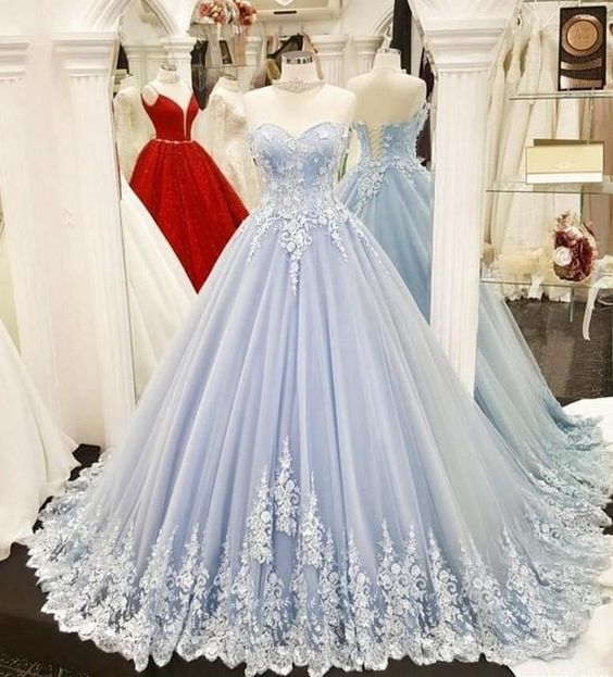 blue tulle long prom dress party dress    cg19269