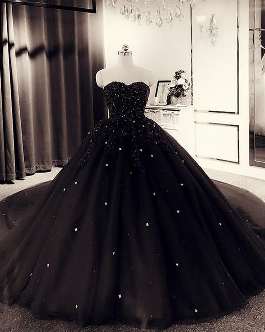 Black quinceanera ball gown dresses A-Line Wedding Dress    cg19349