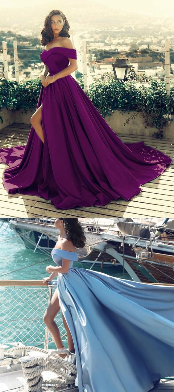 Purple Prom Long Dresses ,Satin Evening Gown,Sexy Prom Dress 2021    cg19725