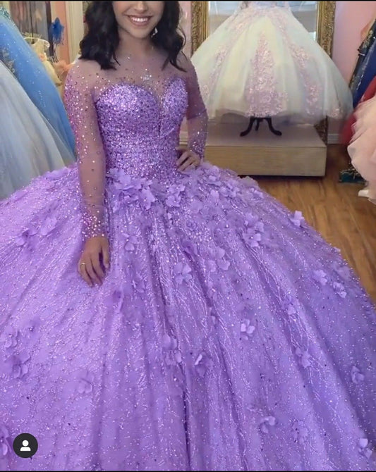 Elegant Purple Lace Ball Gown Quinceanera prom Dress For Sweet 16    cg19727