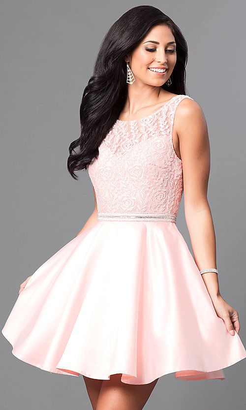 Cheap Short Homecoming Party Dress with Lace Bodice cg1975