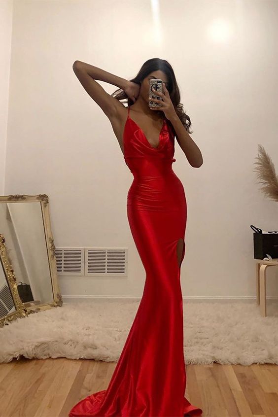 Red Mermaid Evening Dresses, Sexy Evening Dress, Tight Formal Dress, Sexy Prom Dresses    cg19762
