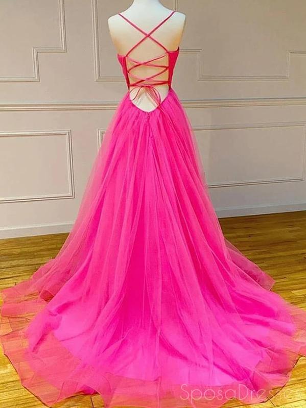 Simple A-line Tulle Sleeveless Long Prom Dresses, Sweet 16 Prom Dresses    cg19824