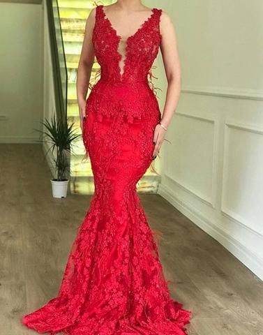 Illusion V Neck Lace Mermaid Formal Occasion Dress Long Prom Dress   cg19849