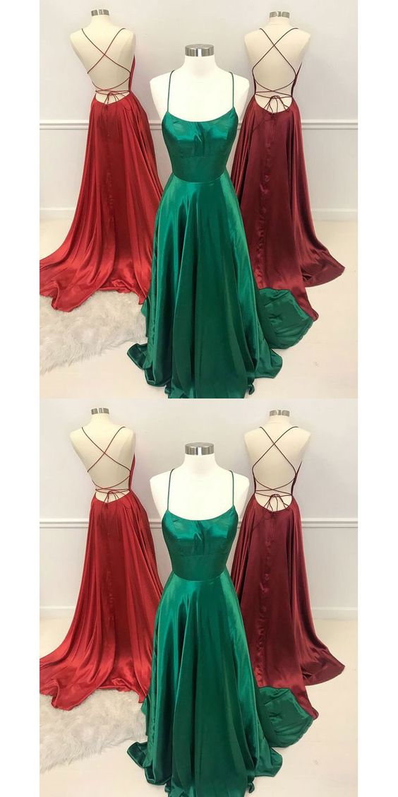 Sexy Red/Green/Burgundy Long Criss Cross Prom Dresses    cg19948