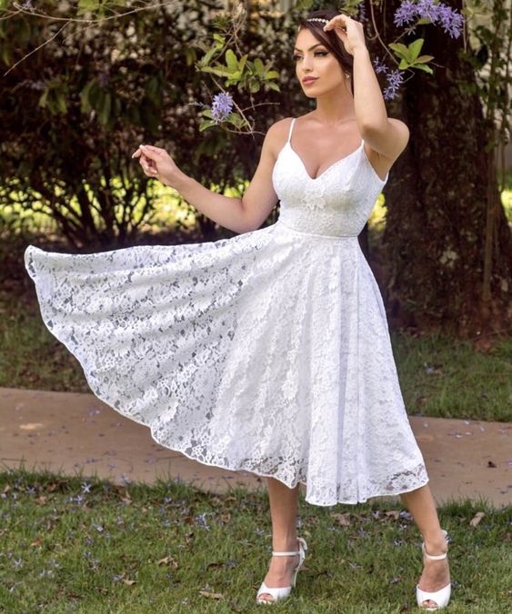 Elegant A-line V neck wedding reception dresses short lace bridal gown for women prom dresses    cg19663