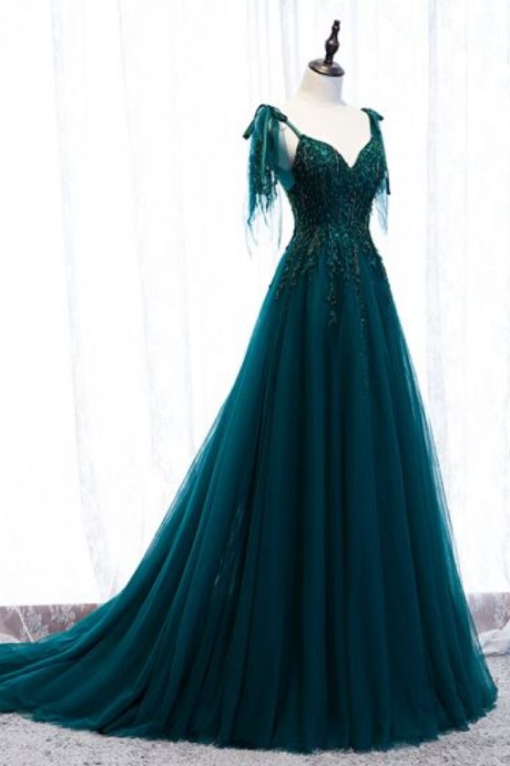princess dark green fromal dress with appliques, cheap long prom dress 2021, women fashion prom dress   cg19993