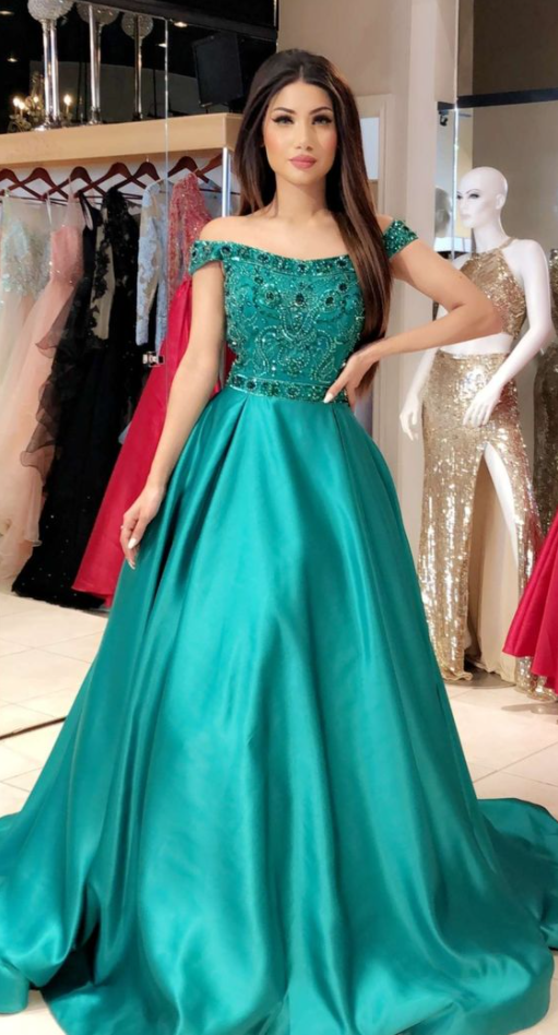 Off the shoulder long prom dress with beading top    cg20020